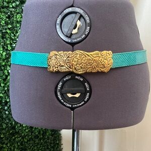 Elegant Gold and Teal Vintage Women's Belt Sm/Med